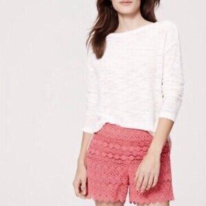 ANN TAYLOR LOFT RIVIERA SHORTS CARNATION PINK LACE CROCHET SHORTS SIZE 10